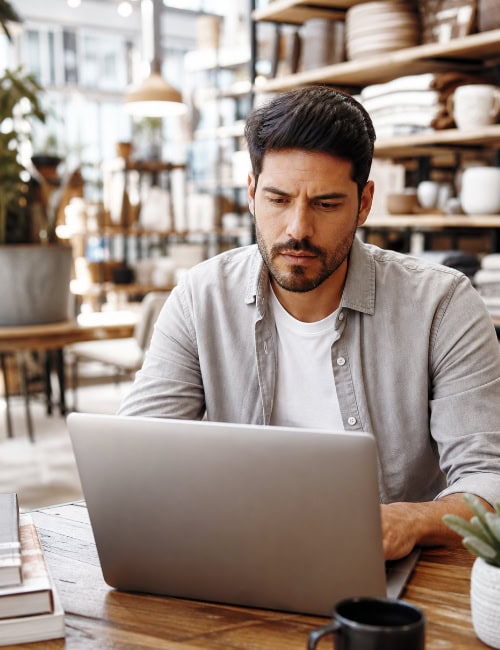 business owner reviewing financial data