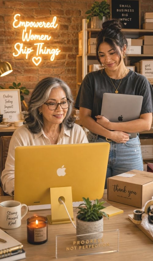businesswomen working at online shop