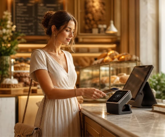 Customer Experience services represented by customer making a purchase